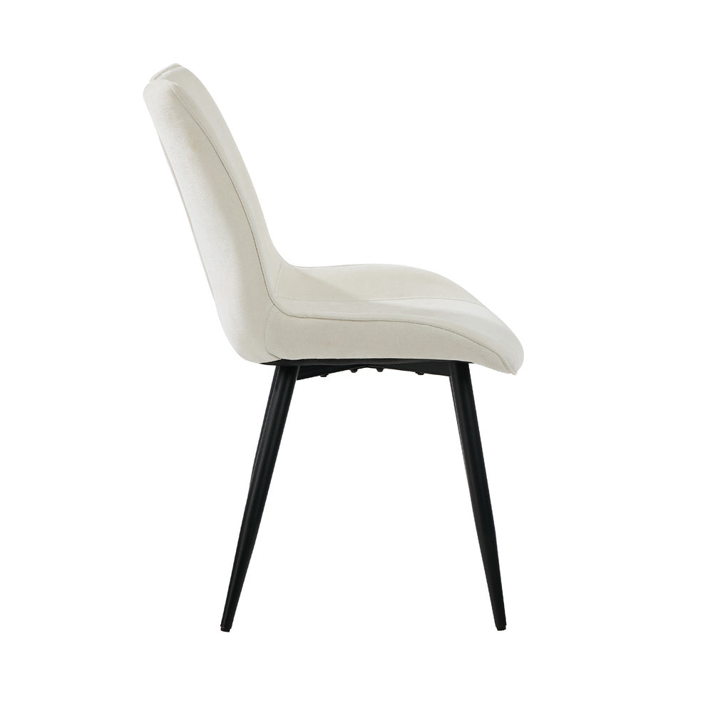 6x Accent Dining Chairs Upholstered Linen Fabric White