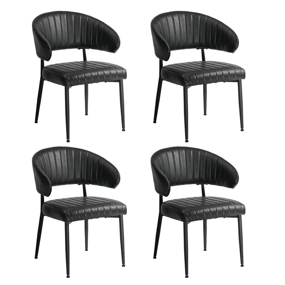4x PU Leather Dining Chair Kitchen Padded Seat Black