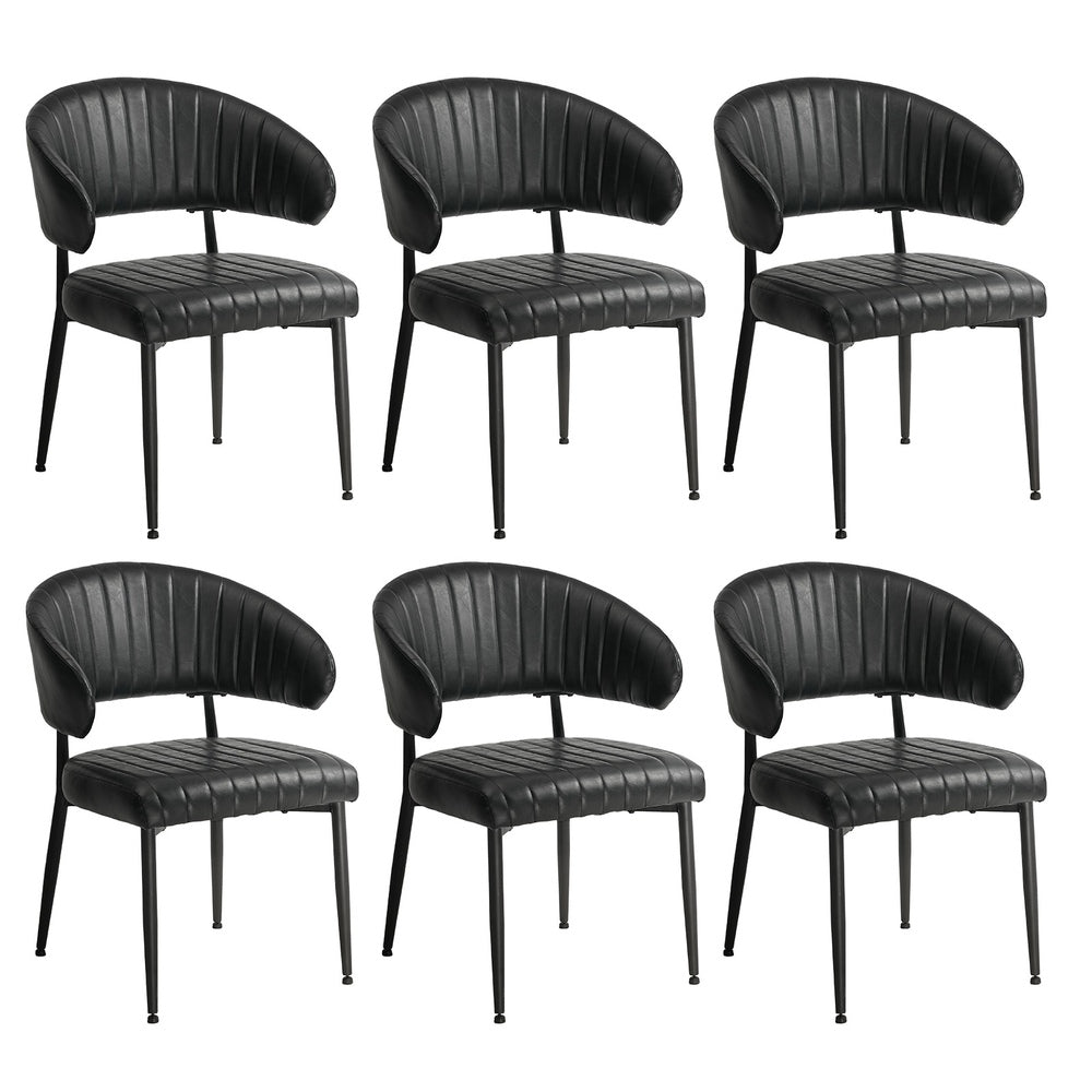 6x PU Leather Dining Chair Kitchen Padded Seat Black