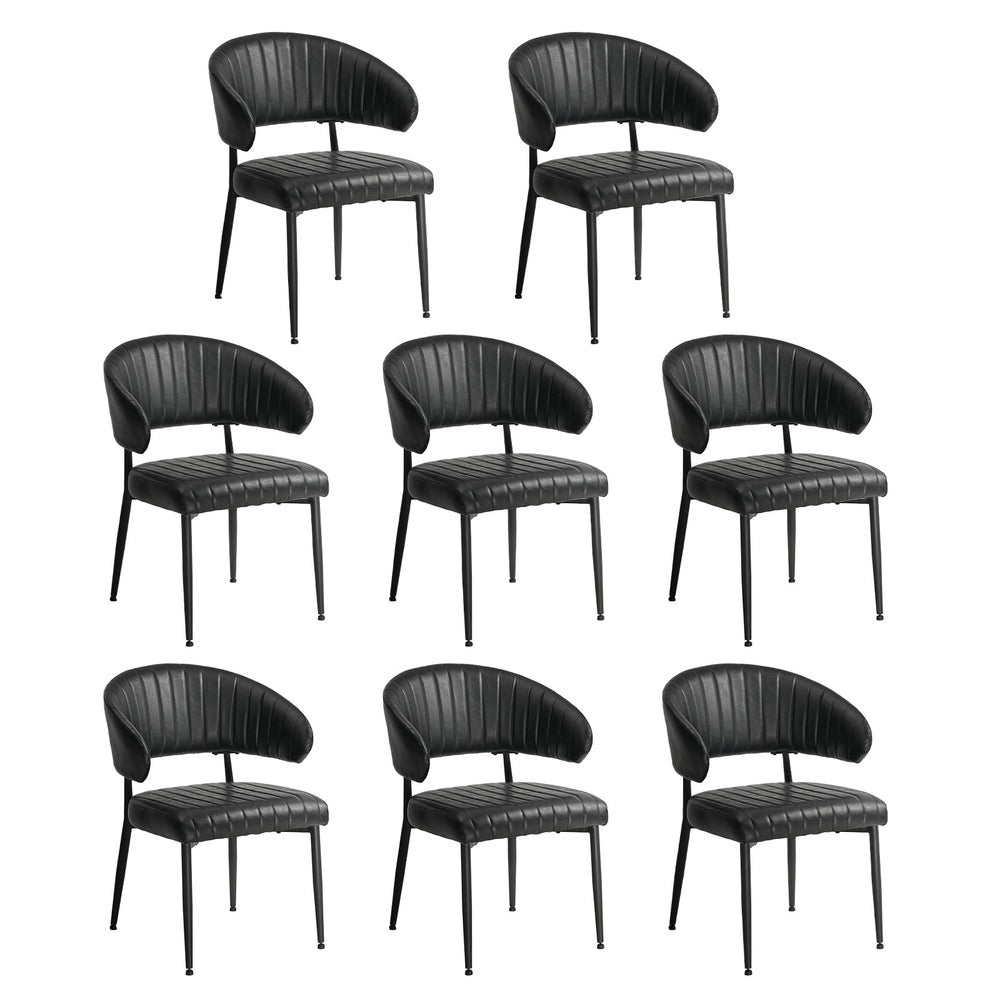 8x PU Leather Dining Chair Kitchen Padded Seat Black