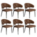 6x PU Leather Dining Chair Kitchen Padded Seat Brown