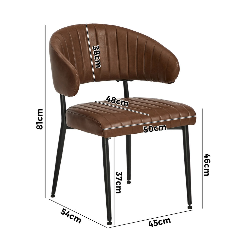 8x PU Leather Dining Chair Kitchen Padded Seat Brown
