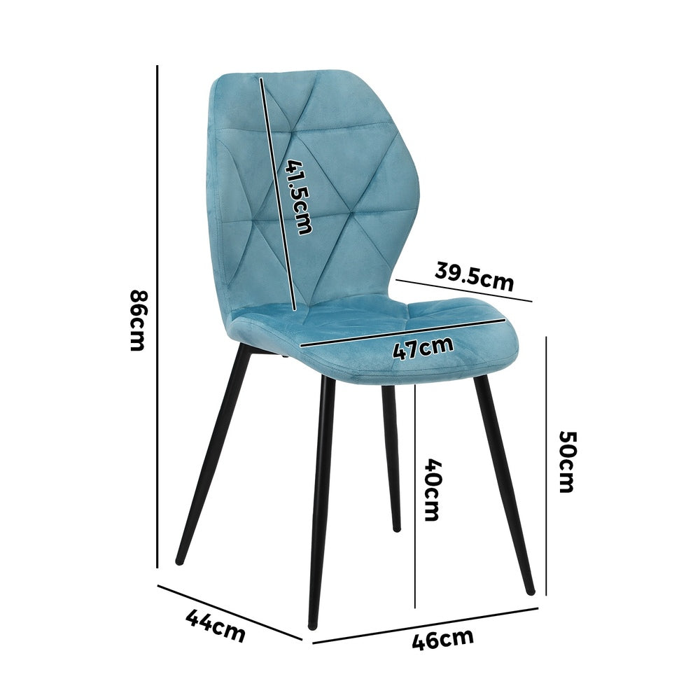 Oikiture Dining Chairs Set of 4 Velvet Blue