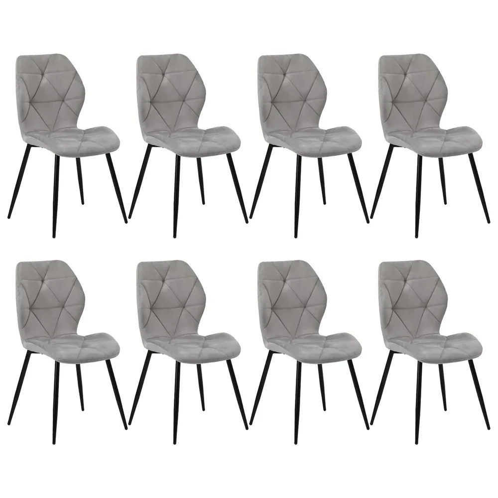 Dining Chairs Set of 8 Velvet Grey