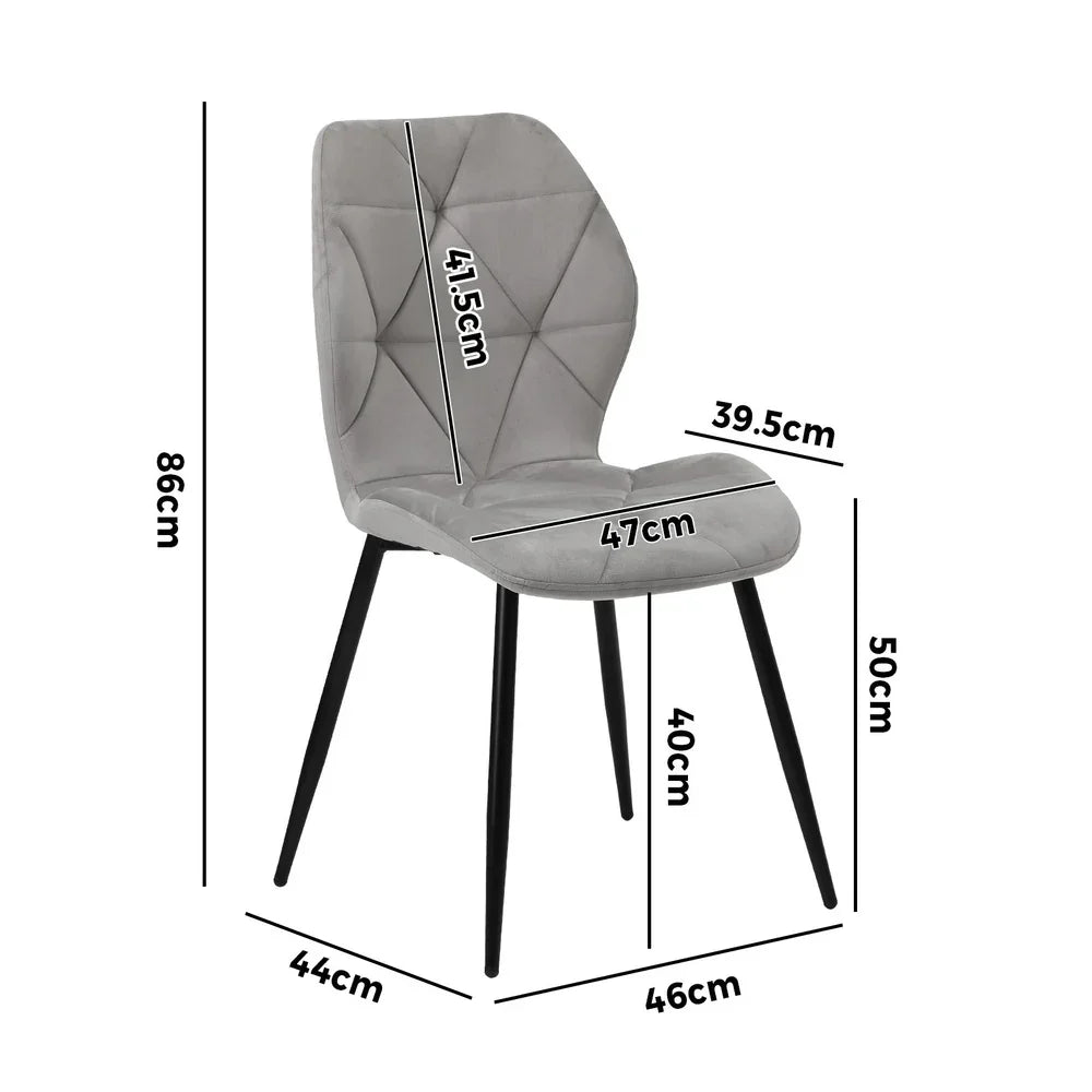 Oikiture Dining Chairs Set of 8 Velvet Grey