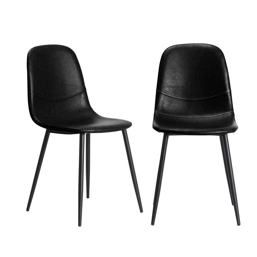 2x Dining Chairs PU Leather Black