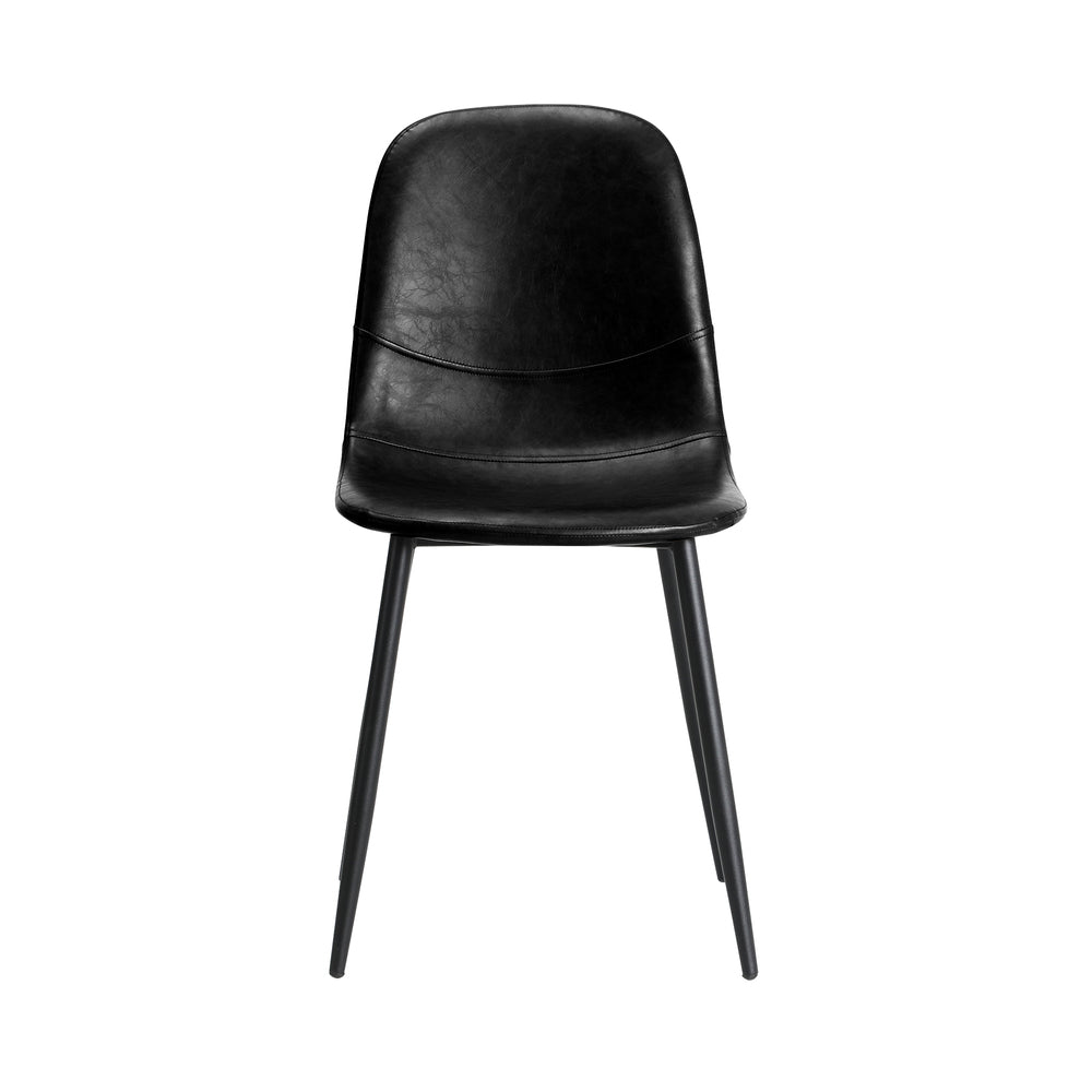 2x Dining Chairs PU Leather Black