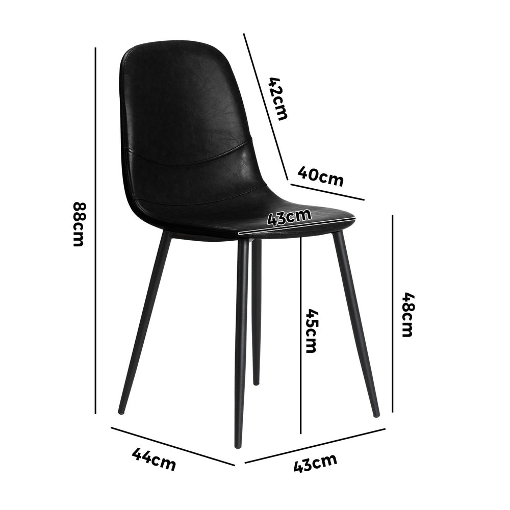 2x Dining Chairs PU Leather Black