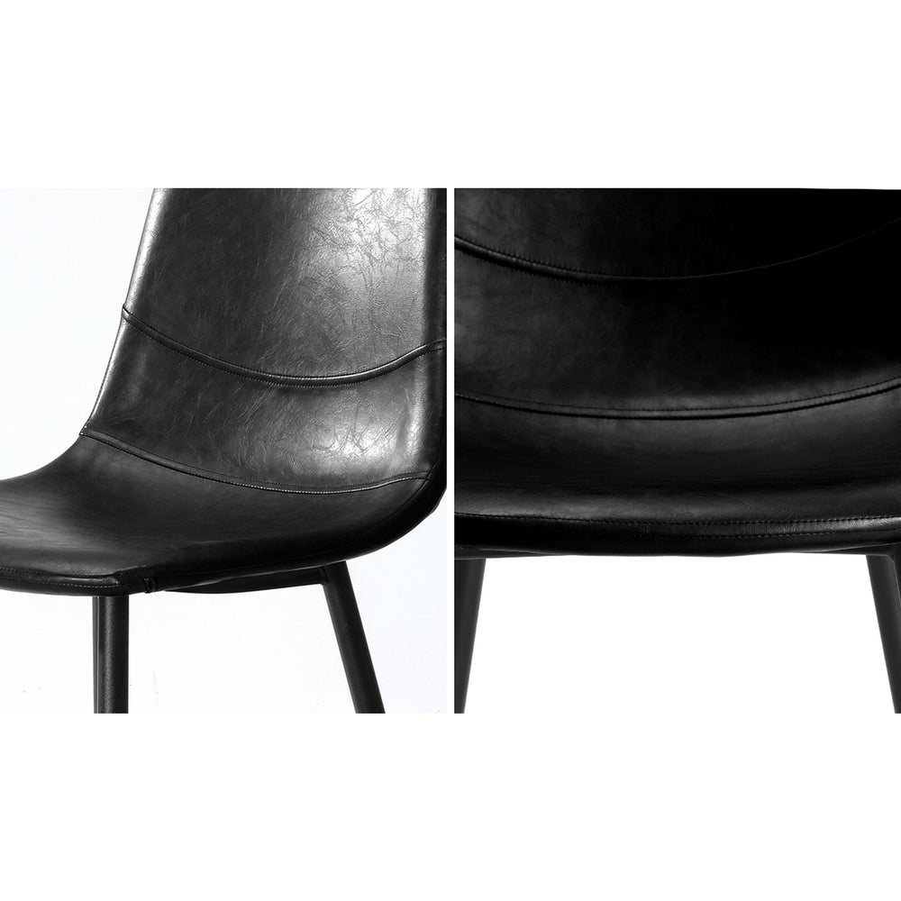 2x Dining Chairs PU Leather Black