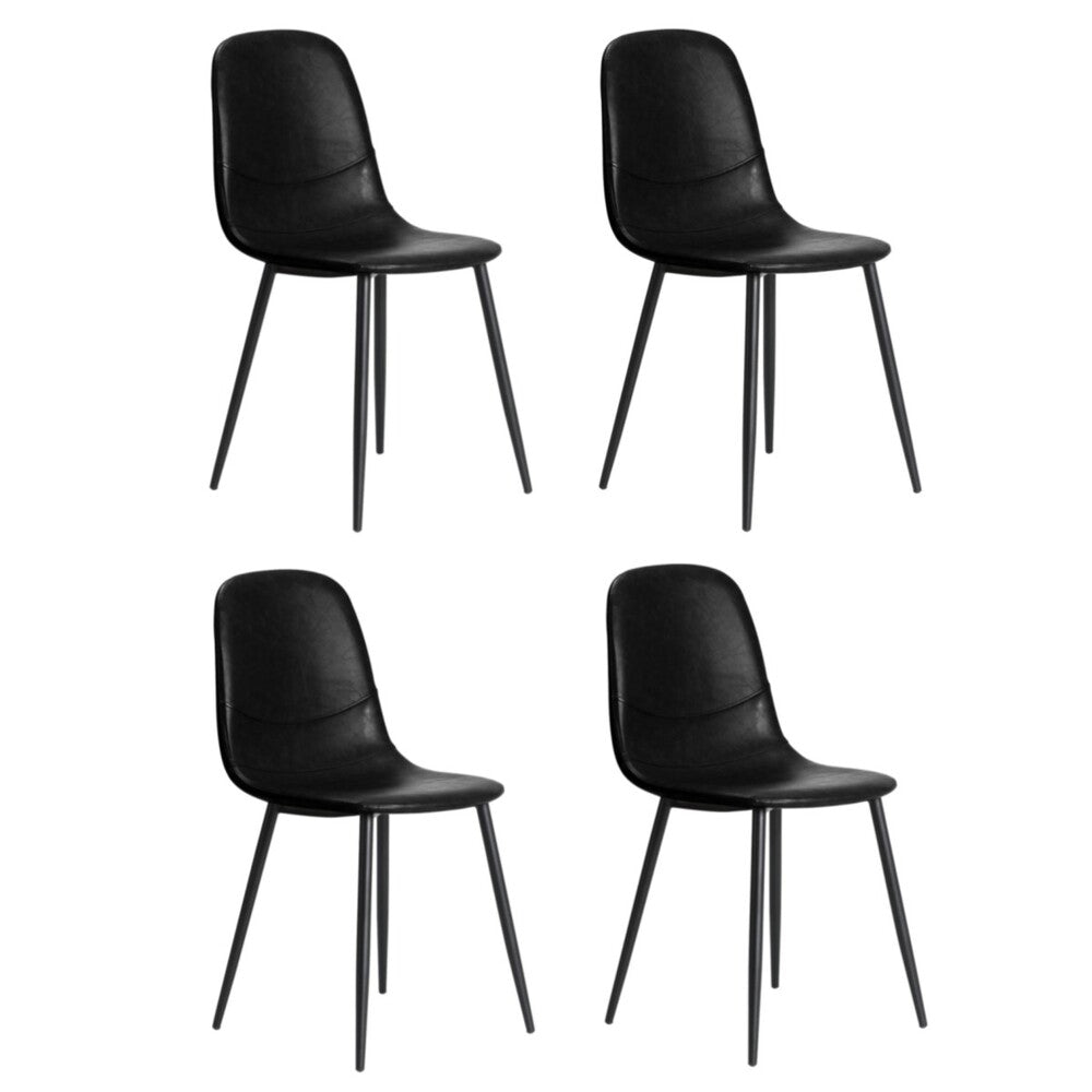 4x Dining Chairs PU Leather Black