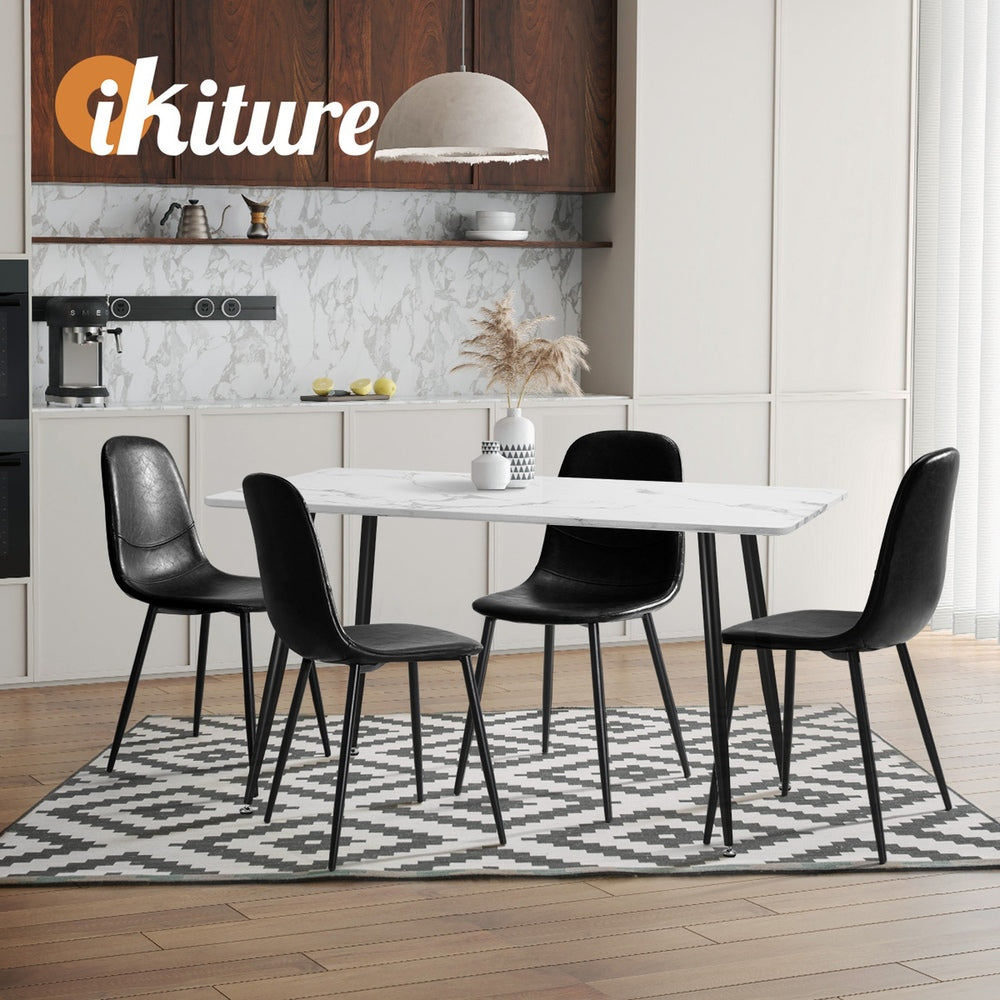 4x Dining Chairs PU Leather Black