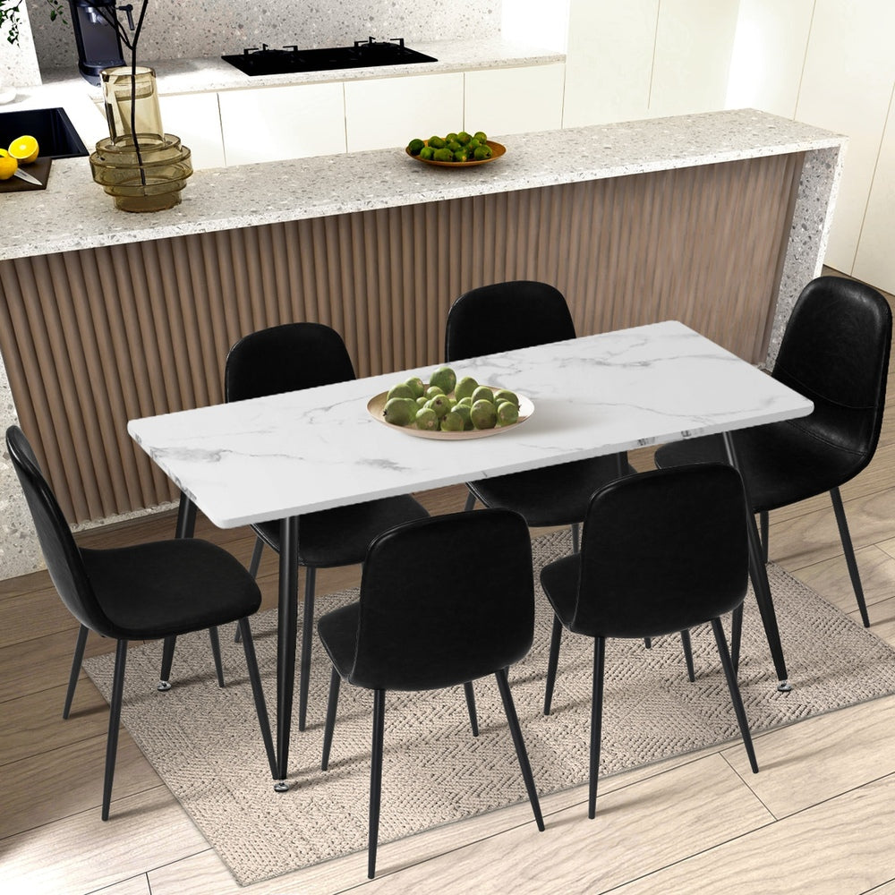6x Dining Chairs PU Leather Black