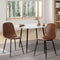 Oikiture Dining Chairs Set of 2 Brown PU Leather Metal Legs Kitchen Chairs