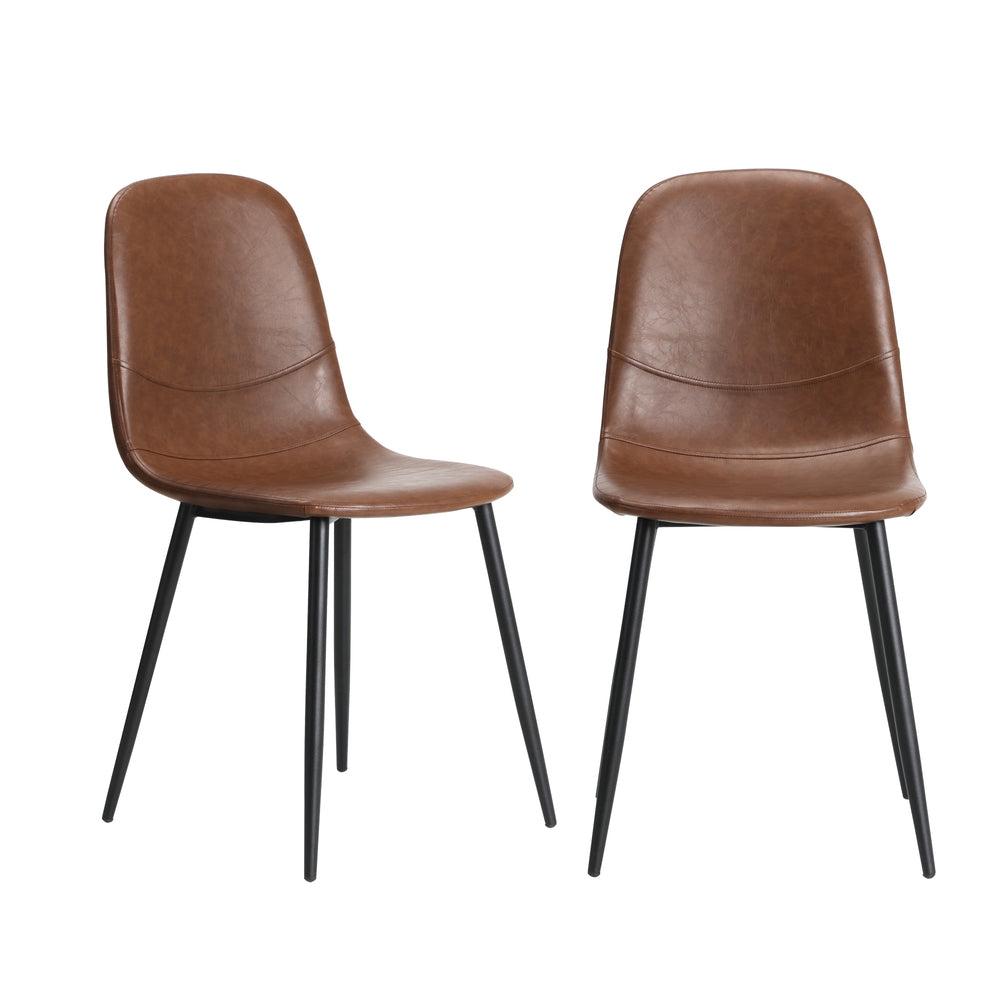 4x Dining Chairs PU Leather Brown