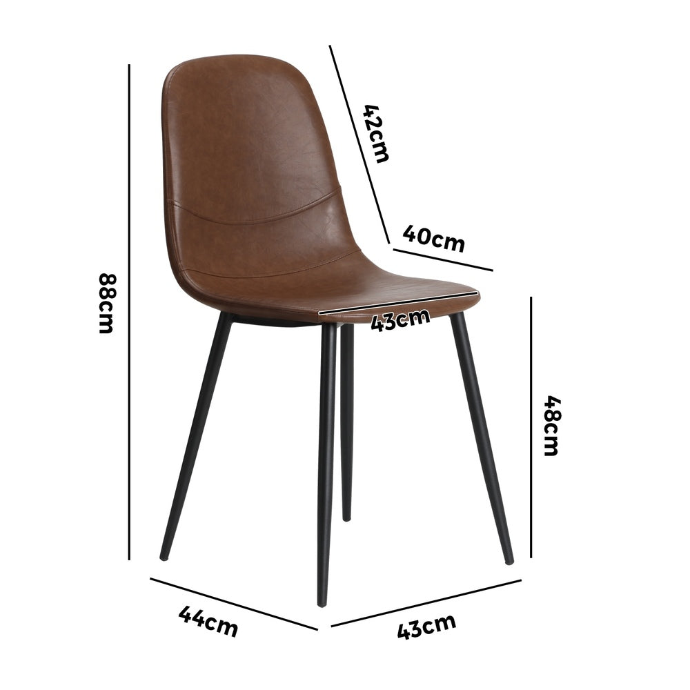 4x Dining Chairs PU Leather Brown