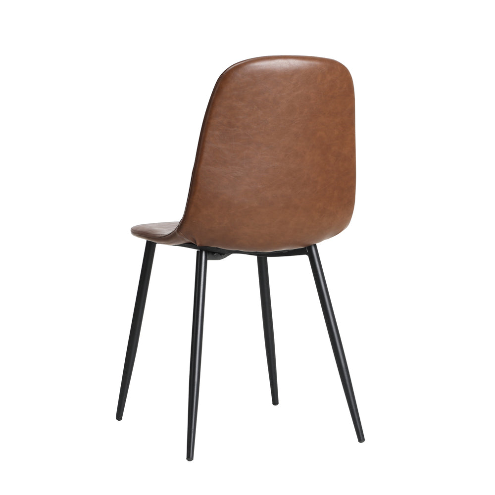 4x Dining Chairs PU Leather Brown