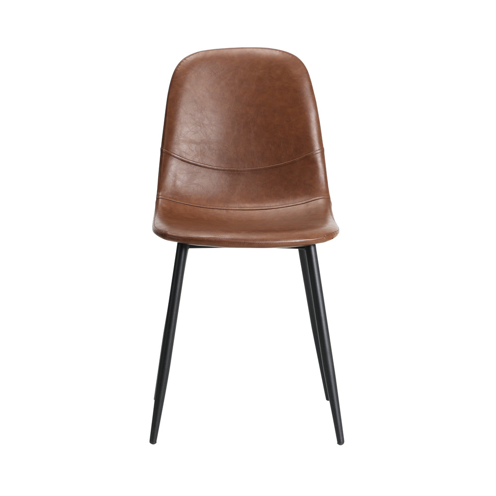 6x Dining Chairs PU Leather Brown