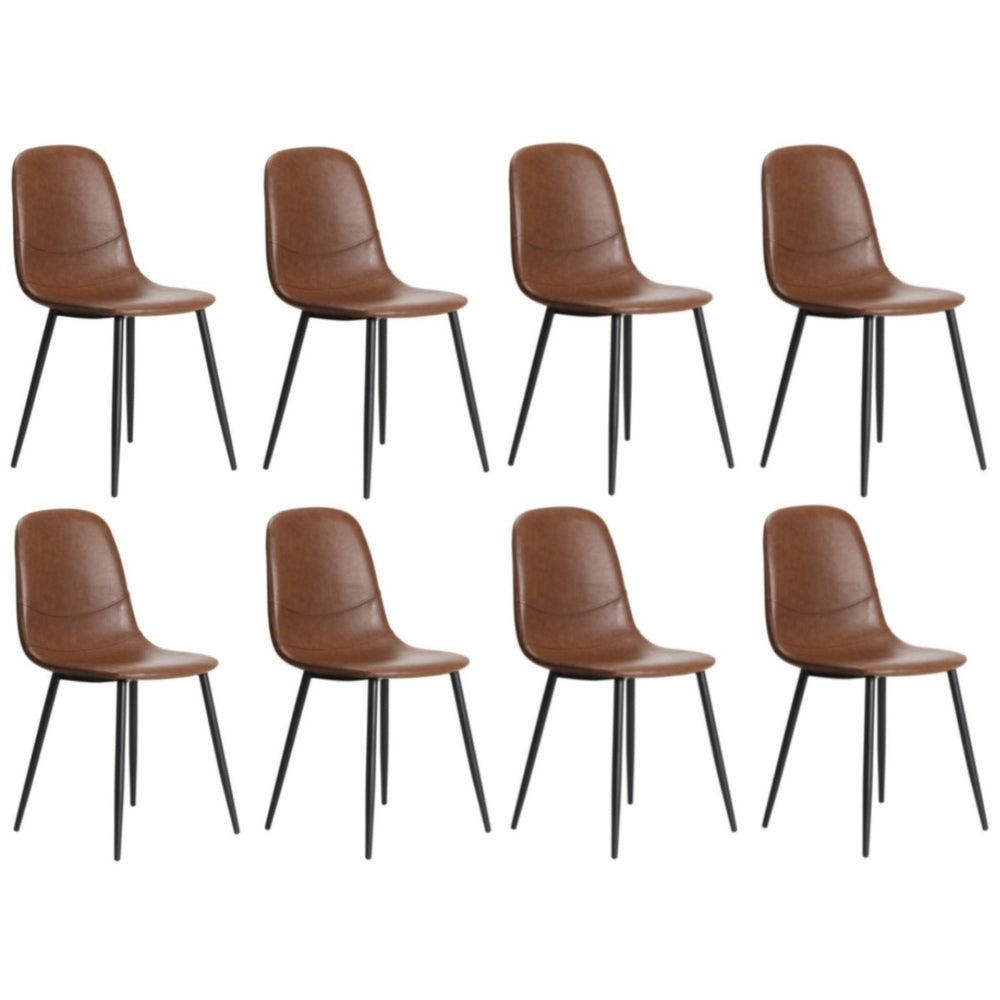 8x Dining Chairs Accent Chair PU Leather Brown