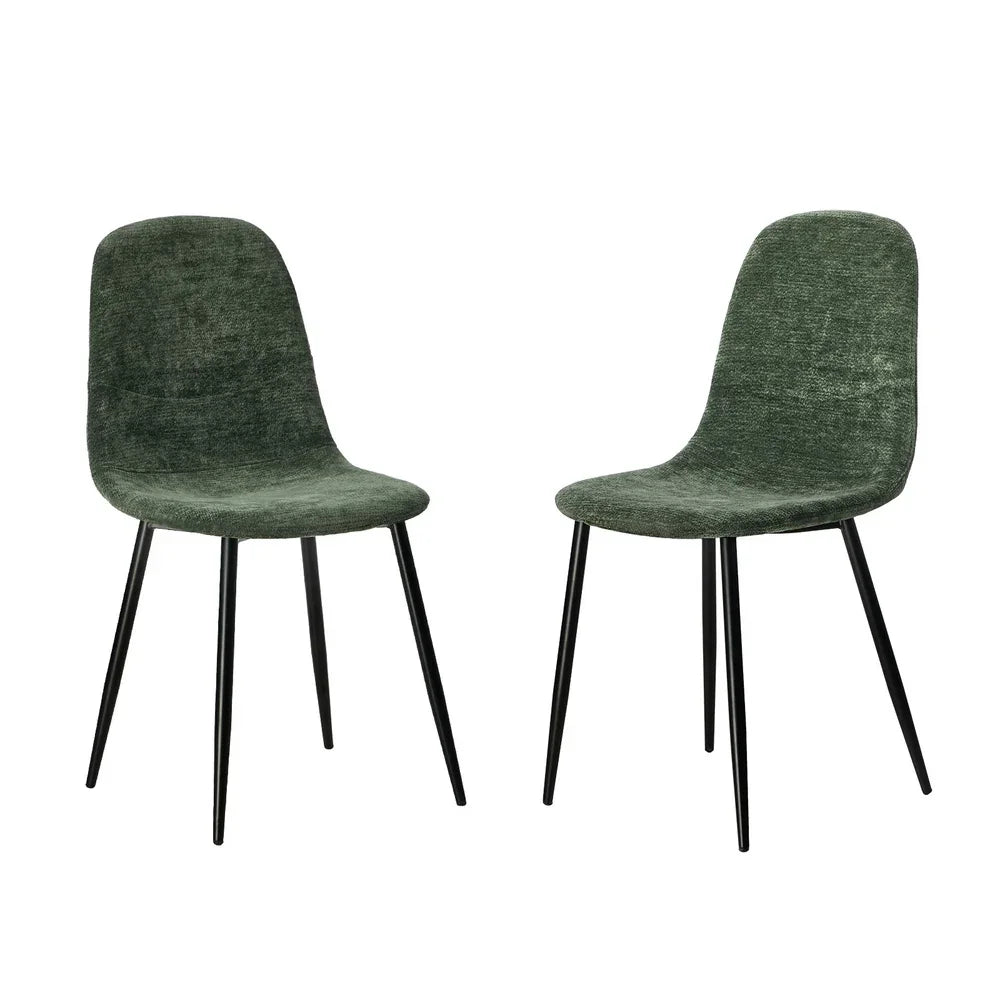 2x Dining Chairs Kitchen Accent Chair Lounge Chenille Green