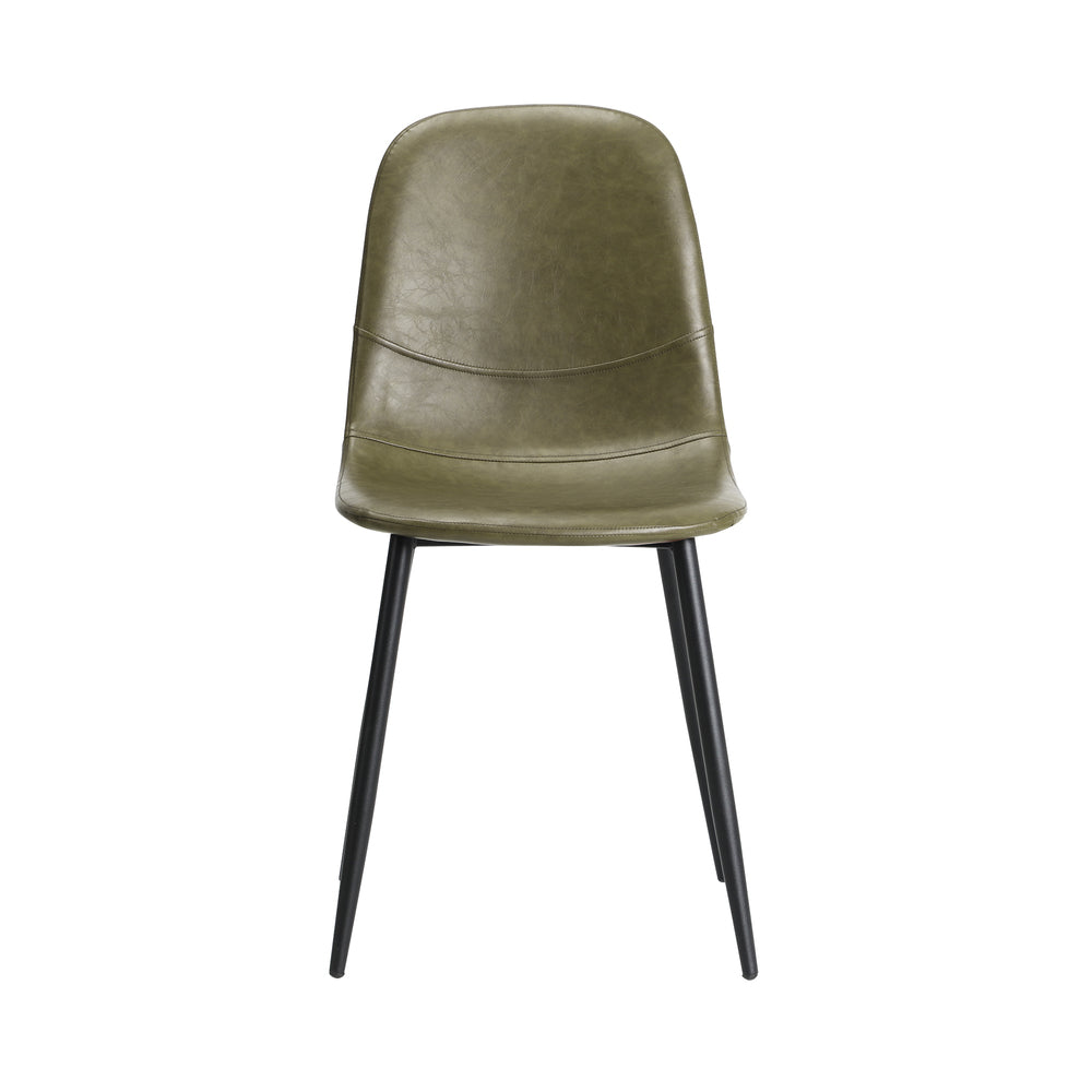 2x Dining Chairs PU Leather Green