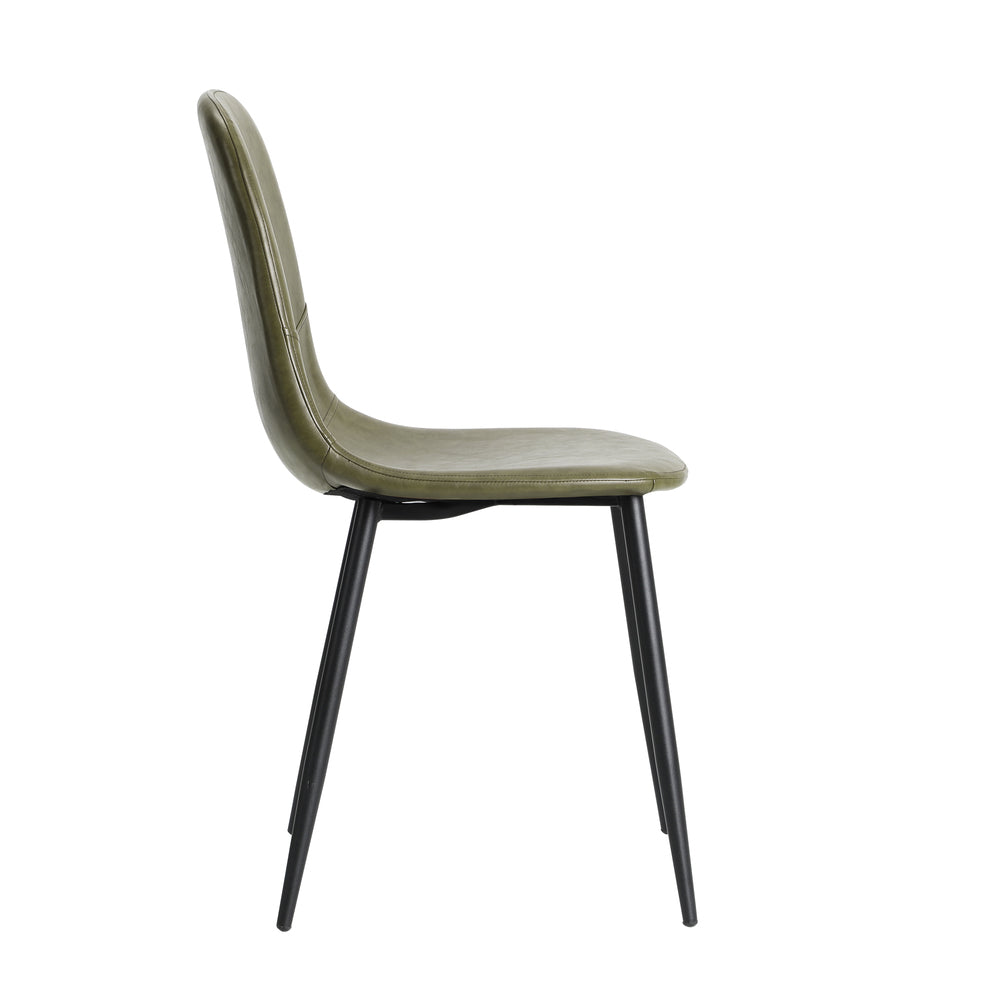 2x Dining Chairs PU Leather Green