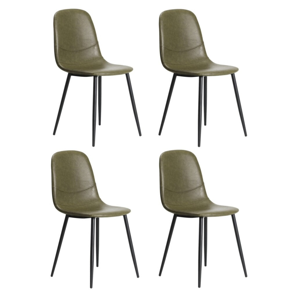 4x Dining Chairs Kitchen Accent Chair Lounge Room PU Leather Green