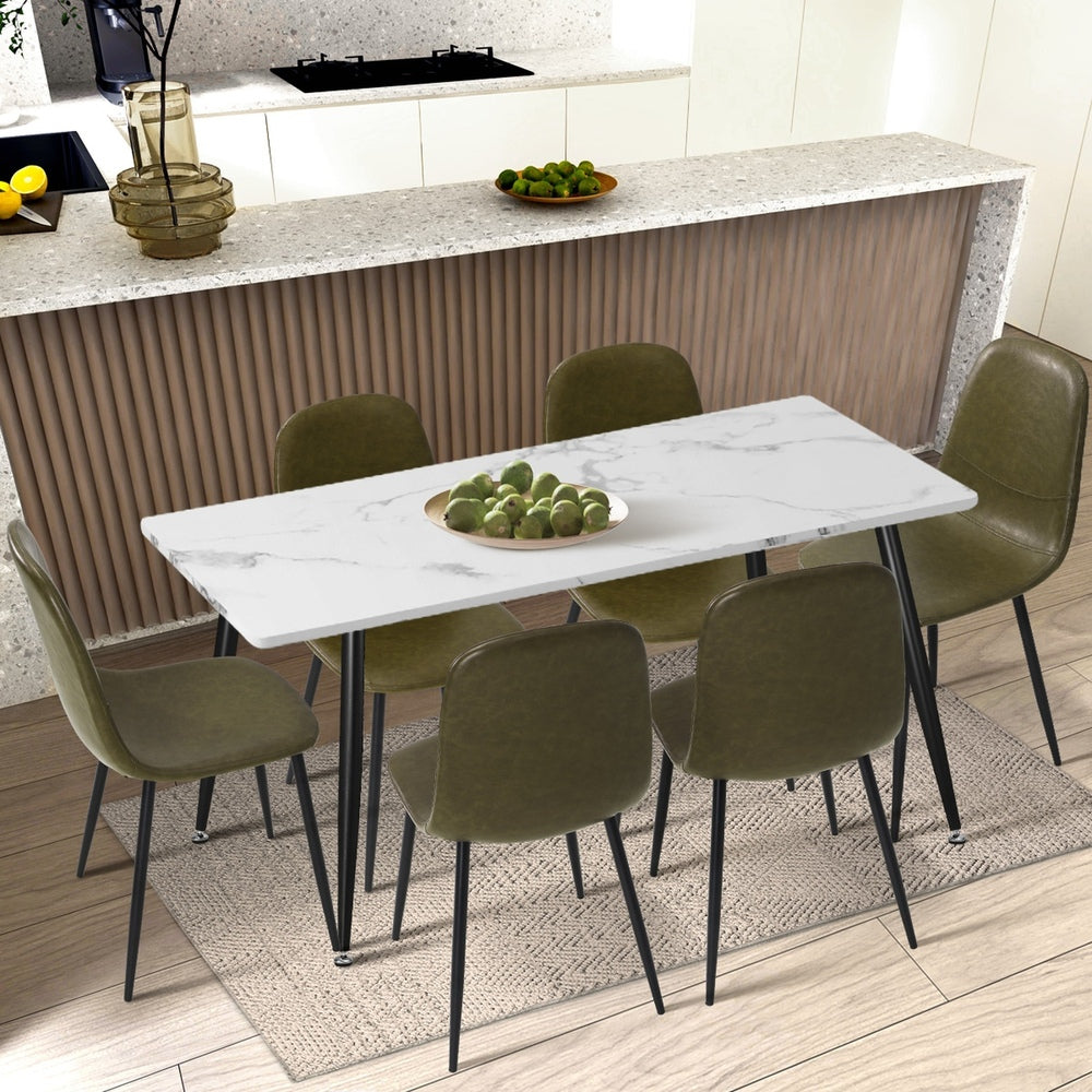 8x Dining Chairs Accent Chair PU Leather Green