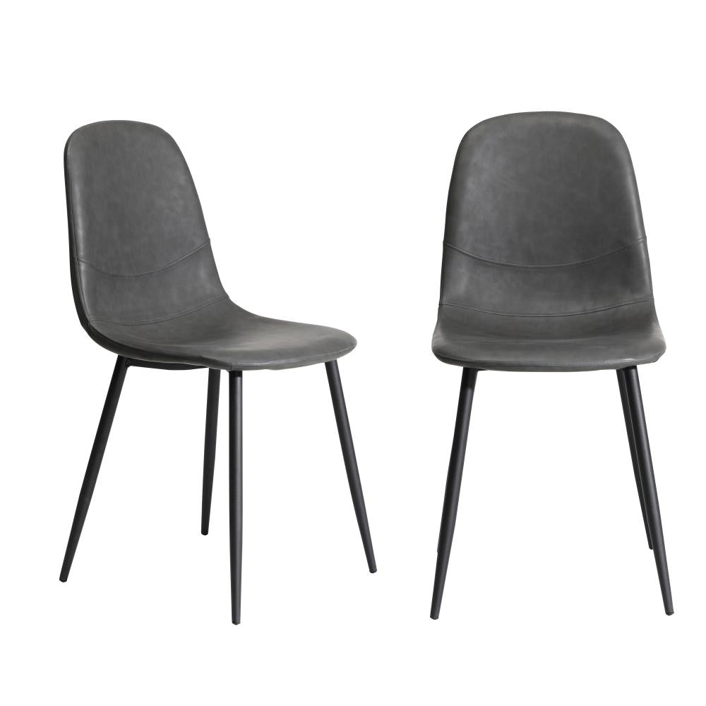 2x Dining Chairs Lounge Room PU Leather Grey