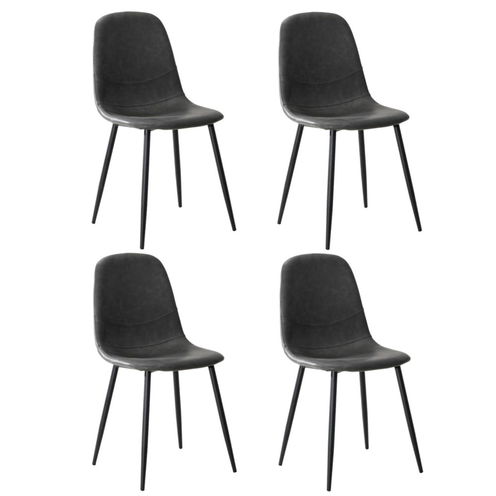 4x Dining Chairs PU Leather Grey