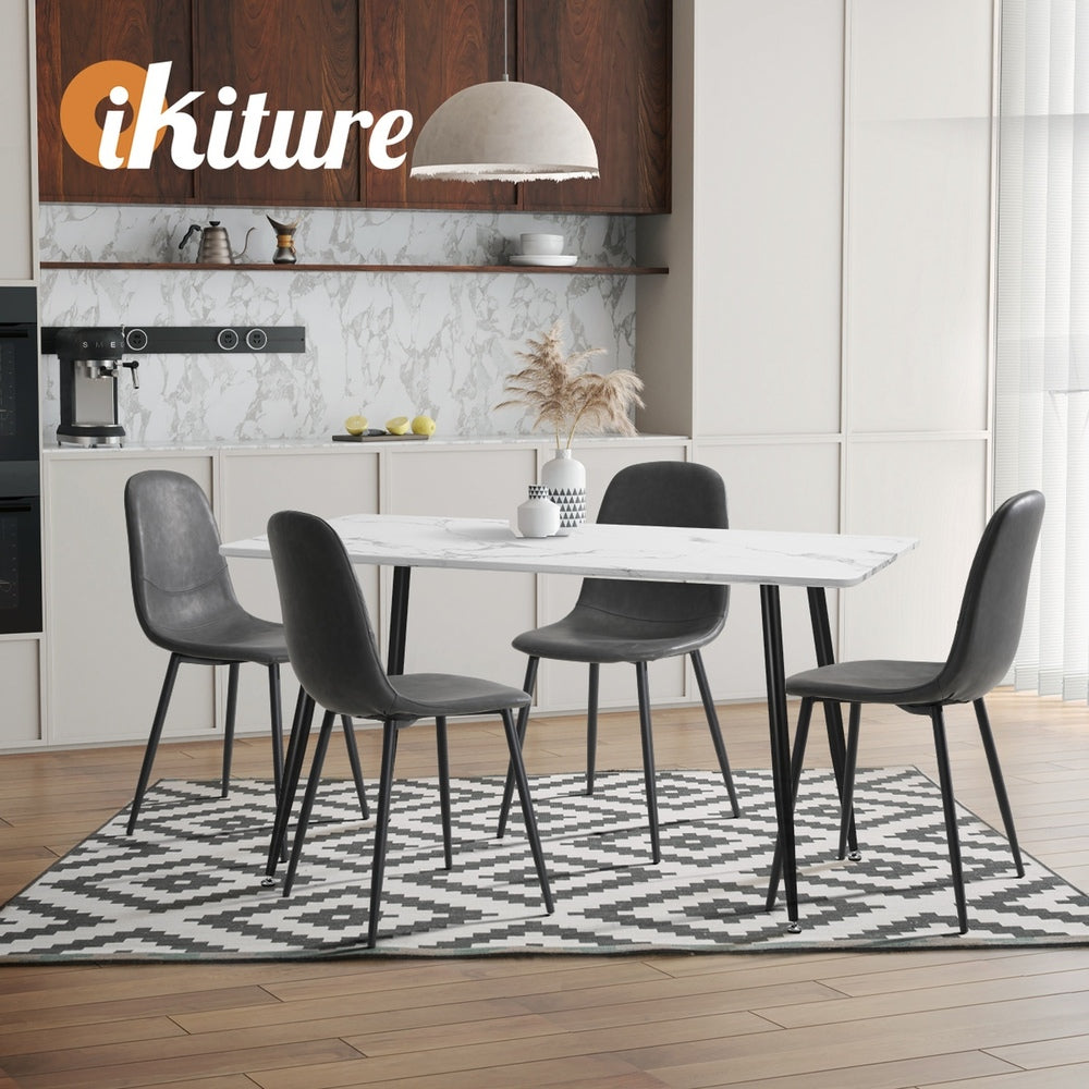 4x Dining Chairs PU Leather Grey