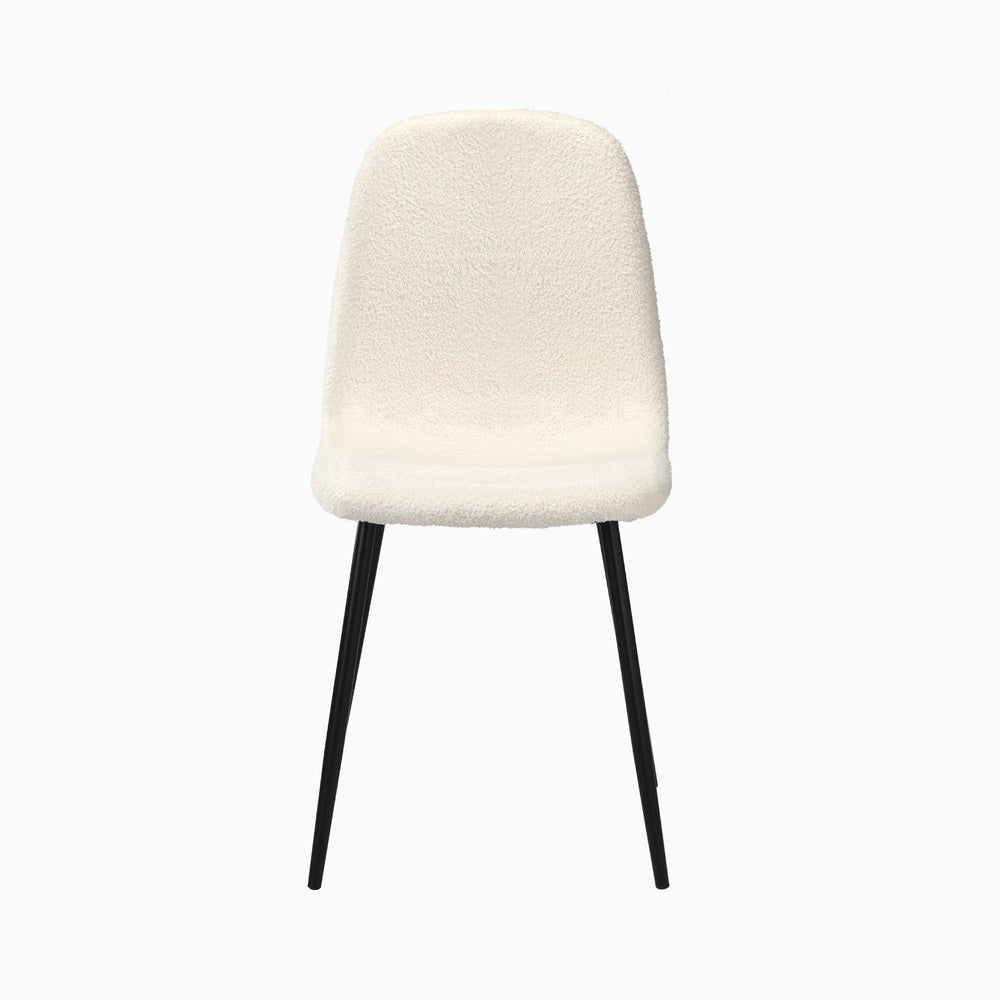 Oikiture 4x Dining Chairs Sherpa White and Black