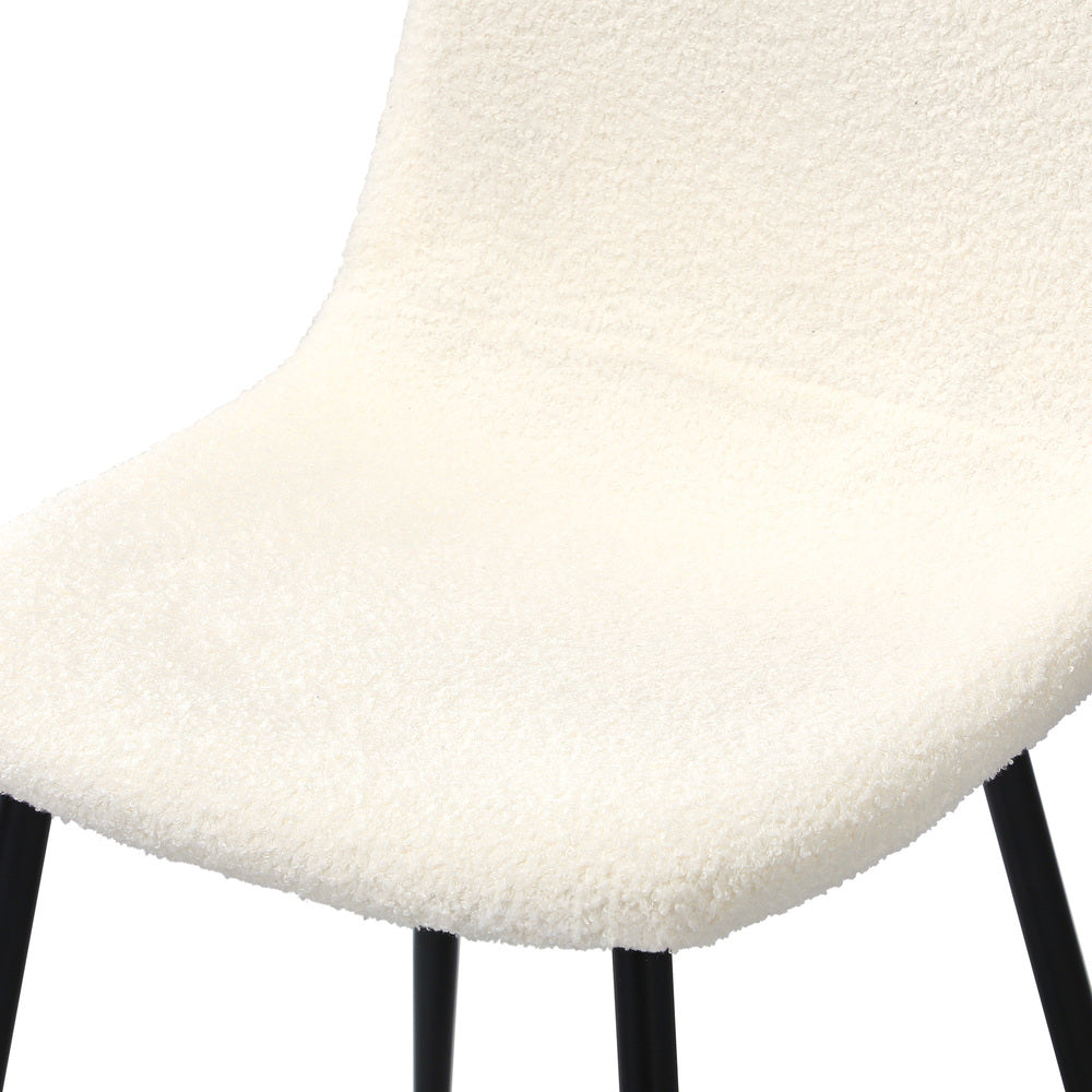 Oikiture 4x Dining Chairs Sherpa White and Black