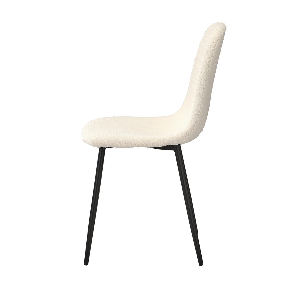 Oikiture 8x Dining Chairs Sherpa White and Black