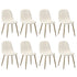 Oikiture 8x Dining Chairs Sherpa White and Golden