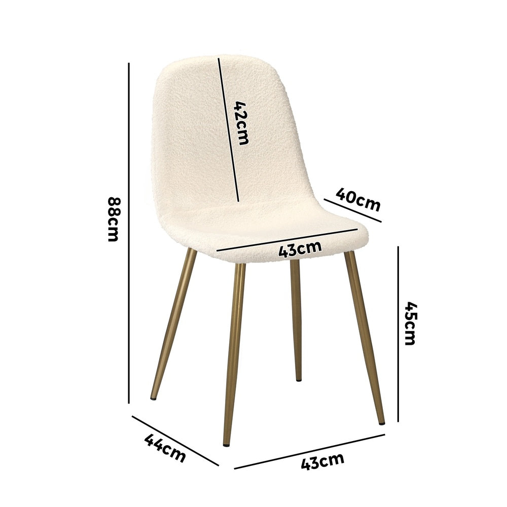 Oikiture 8x Dining Chairs Sherpa White and Golden