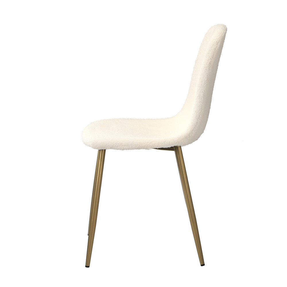 Oikiture 8x Dining Chairs Sherpa White and Golden