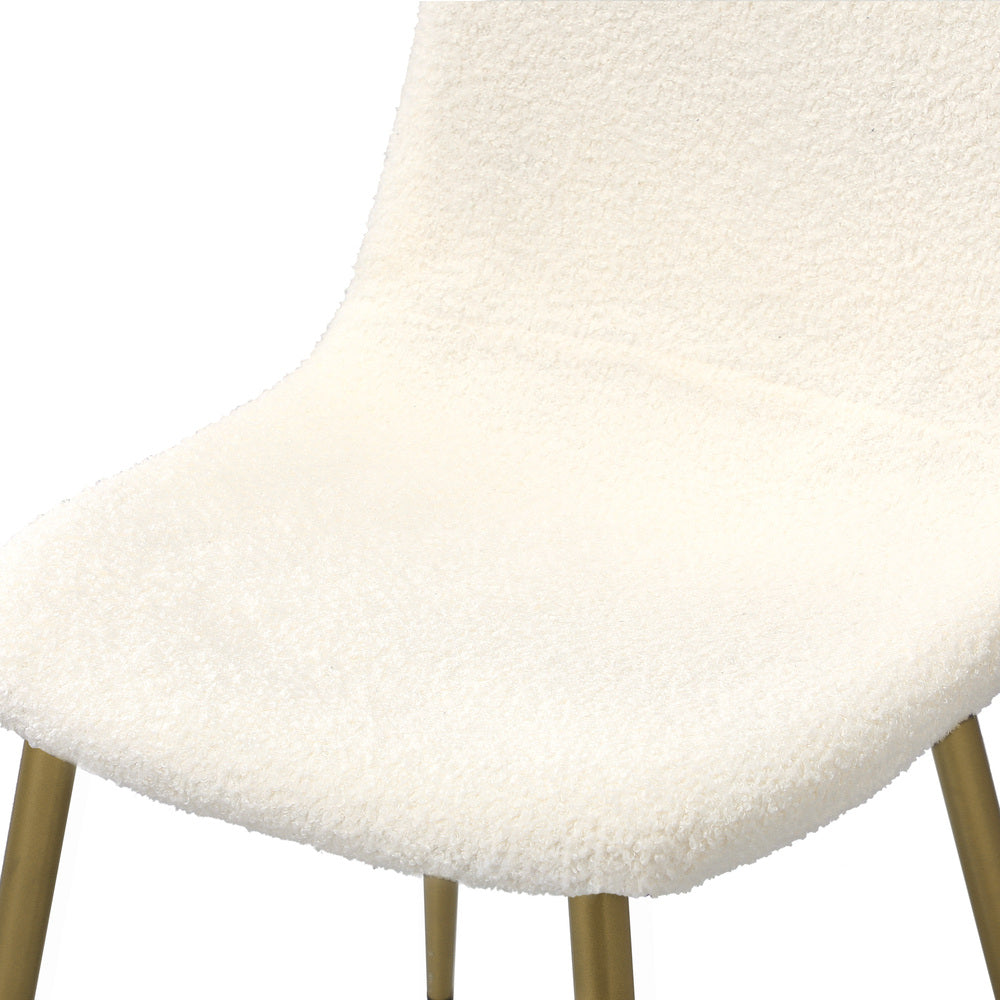 Oikiture 8x Dining Chairs Sherpa White and Golden