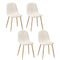 Oikiture 4x Dining Chairs Sherpa White and Wooden