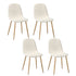 Oikiture 4x Dining Chairs Sherpa White and Wooden