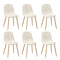 Oikiture 6x Dining Chairs Sherpa White and Wooden