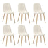 Oikiture 6x Dining Chairs Sherpa White and Wooden