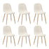 Oikiture 6x Dining Chairs Sherpa White and Wooden