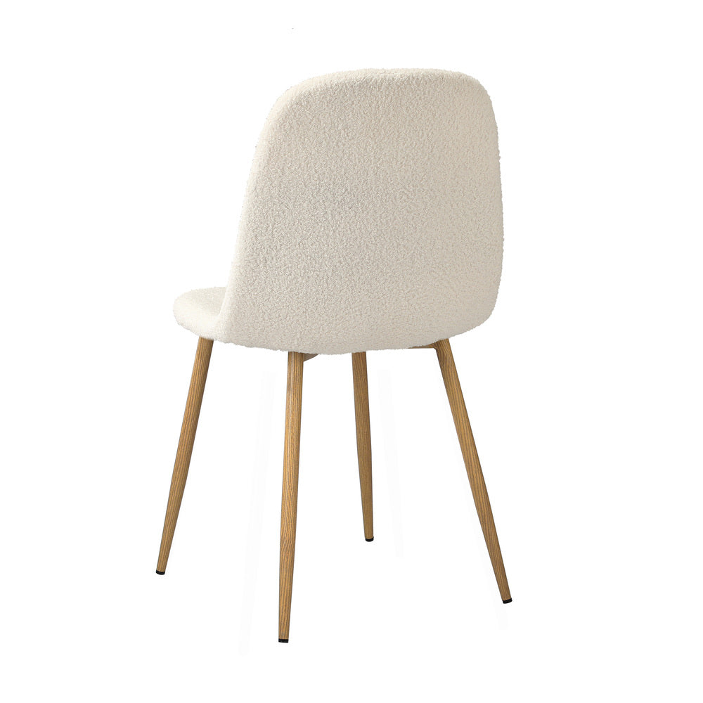 Oikiture 6x Dining Chairs Sherpa White and Wooden