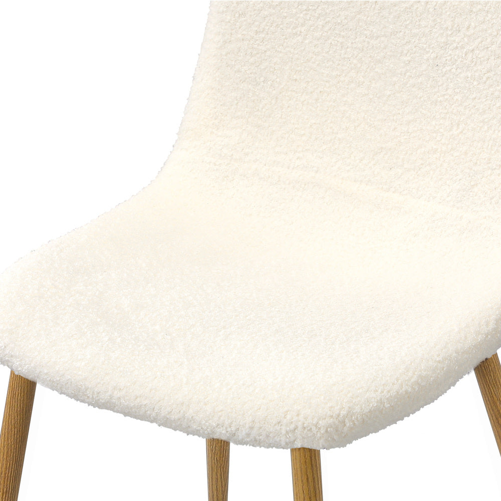 Oikiture 6x Dining Chairs Sherpa White and Wooden