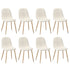 Oikiture 8x Dining Chairs Sherpa White and Wooden