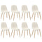 Oikiture 8x Dining Chairs Sherpa White and Wooden