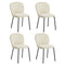 4x Dining Chairs Kitchen Chairs Chenille Pad Metal Legs Beige