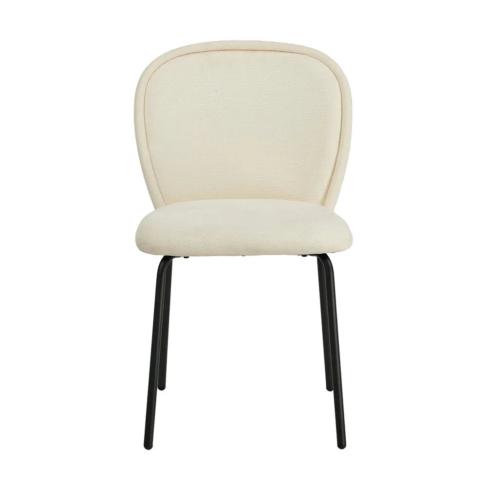 6x Dining Chairs Kitchen Chairs Chenille Pad Metal Legs Beige