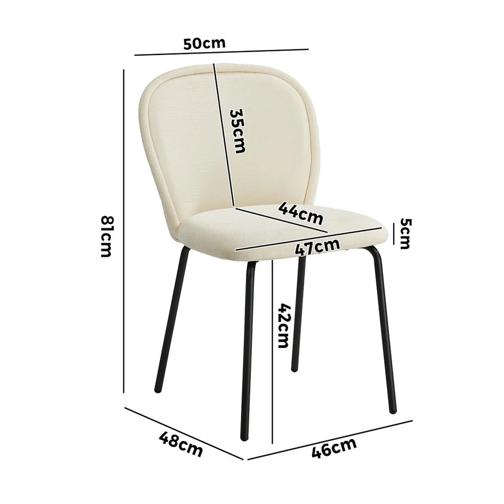 4x Dining Chairs Kitchen Chairs Chenille Pad Metal Legs Beige