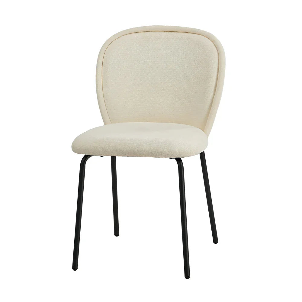 4x Dining Chairs Kitchen Chairs Chenille Pad Metal Legs Beige